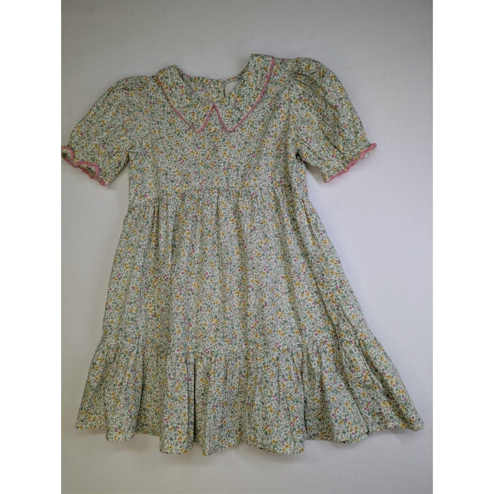 H&M Girls Ditsy Floral Dress Size 6 5-6Y Cotton Peter Pan Collar Cottagecore
